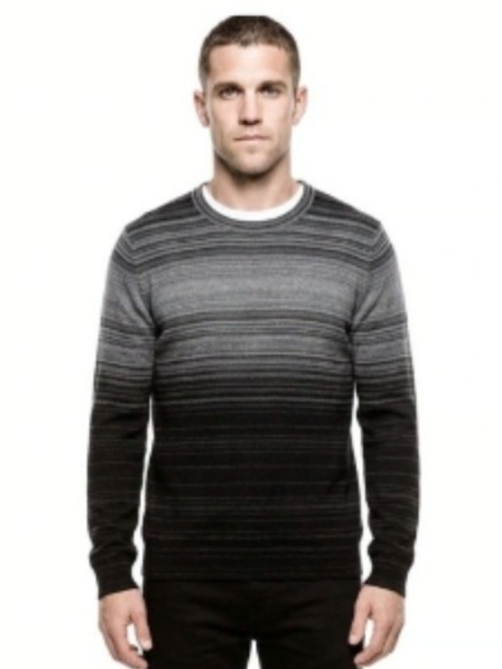 Marc Anthony Men's Black & Gray Ombre Cotton/Cashmere/Wool Crewneck Sweater